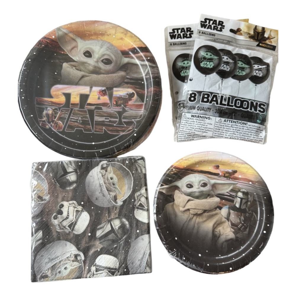 NWT Star Wars Mandalorian Yoda Party Supplies set of 8